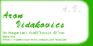 aron vidakovics business card